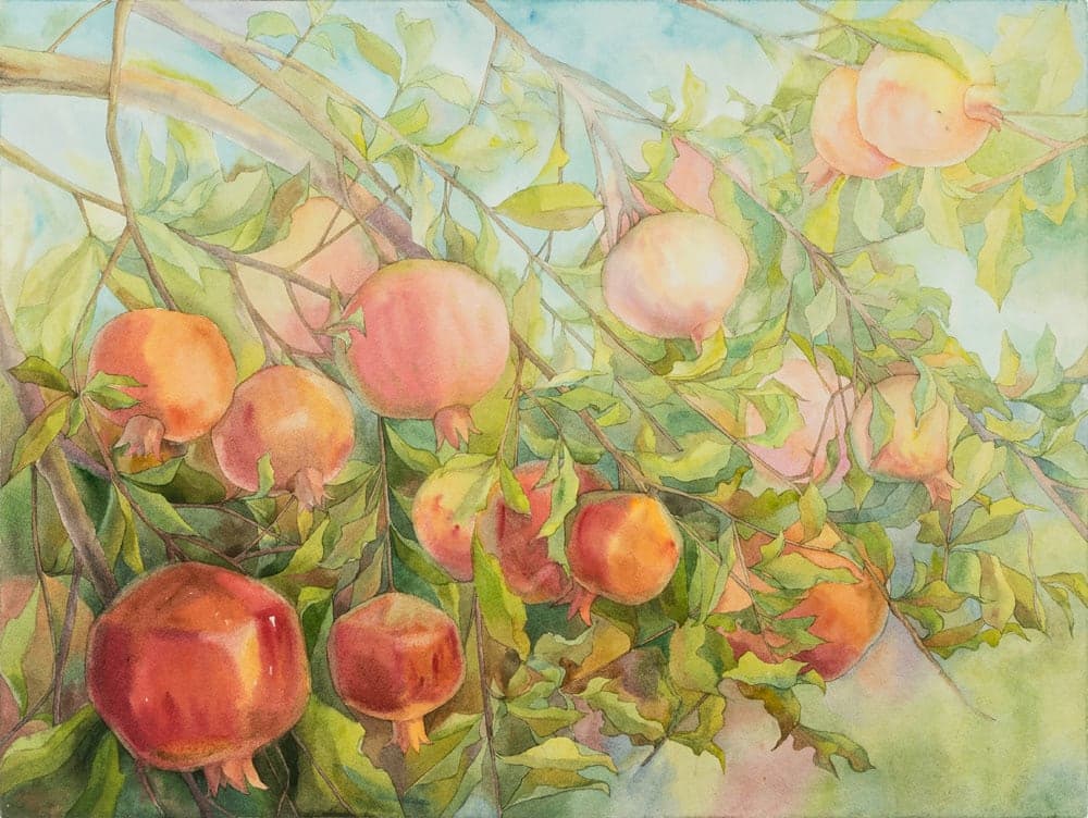 A Pomegranate Tree Branch by Vera Kozyakova