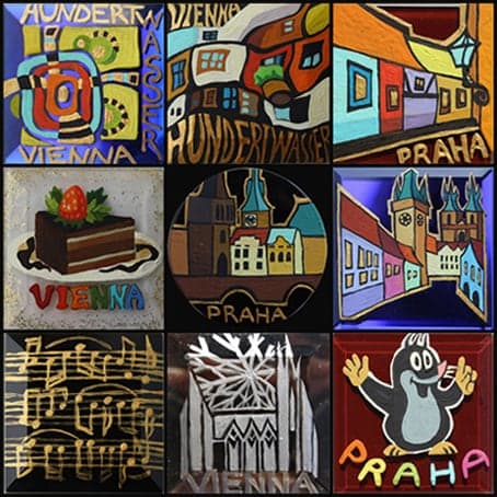 Hand-Painted Glass Magnets 5*5 cm by Vera Kozyakova